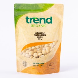 Trend Organic Macadamia Nuts: Wholesome Snacking for Adults and Kids, Baking, and Nutrient-Rich Recipes - High Fibre, High Protein - Certified Organic, Vegan, Non-GMO, No Preservatives, Raw, 500g