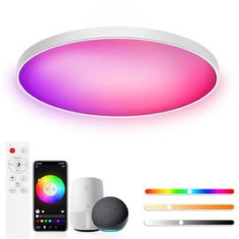 Birnetek Birnetek? Deckenlampe LED 30W, RGB Deckenleuchte Rund 2700K-6500K, Dimmbar, Kompatibel mit Alexa, APP-Steuerung, Fernbedienung, fr Schlafzimmer, Wohnzimmer, Kinderzimmer
