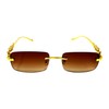 Dweebzilla Metal Jaguar Slim Rimless Luxury Rectangular Sunglasses (Gold Metallic
