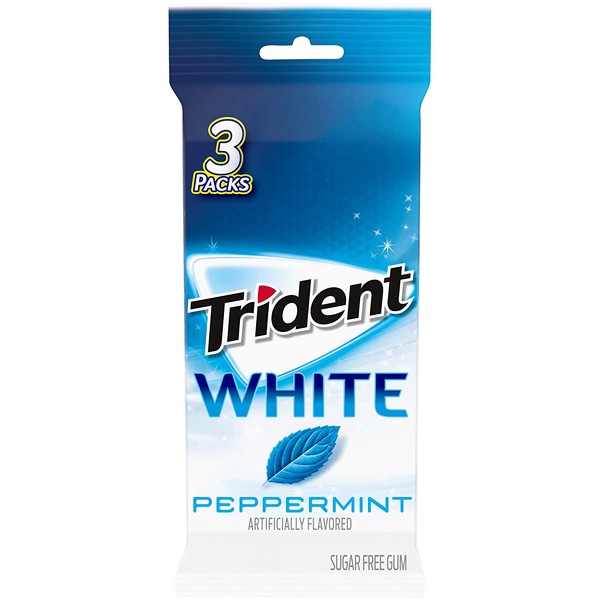 Trident White Sugar Free Gum, Peppermint, 3 ct