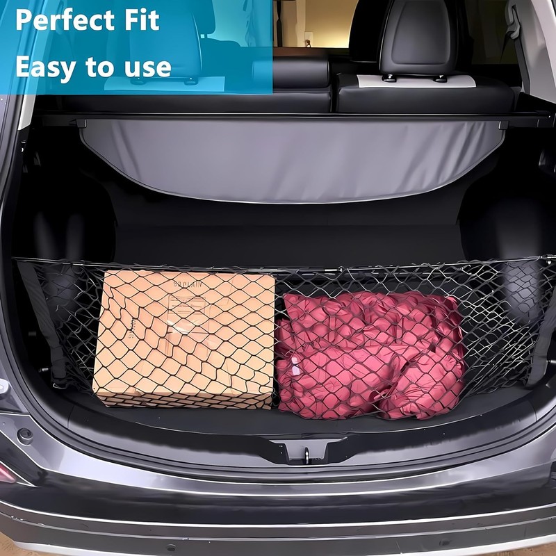 Car Rear Cargo Net, Adjustable Elastic Storage Organizer Cargo Net