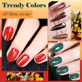 MSRUIOO 3D Crackle Gel Nail Polish Magic Crackle Nail Gel Glue Polish 6pcs Cracked Nail Polish Cool Crackle Pattern Pink Red Green DIY Nail Art Design