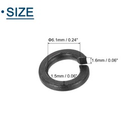sourcing map M6 Split Lock Washer, 50Pcs Carbon Steel Spring Lock Washers Metal Split Ring Washer for Screw Bolts Machinery