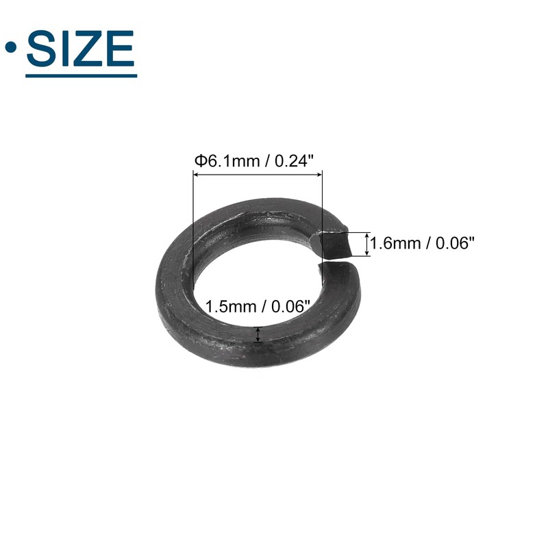 sourcing map M6 Split Lock Washer, 50Pcs Carbon Steel Spring