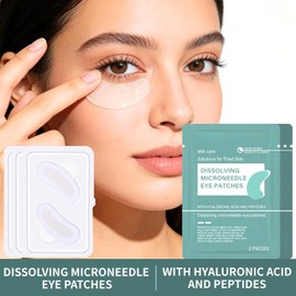 Dissolving Nano Microneedle Eye Patches, Hydrating Gel Eye Masks With Hyaluronic Acid, Reduces Dark Circles & Puffy Eyes, Targets Fine Lines, Brightening Under Eye Care For All Skin Types
