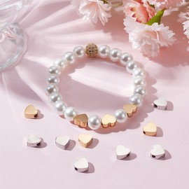 UNICRAFTALE Pack of 12 2 Colours 8 mm Heart Beads Stainless Steel Beads for Bracelets 2 mm Hole Spacer Beads Metal Heart Spacer Beads for Bracelets Necklaces DIY Jewellery Making