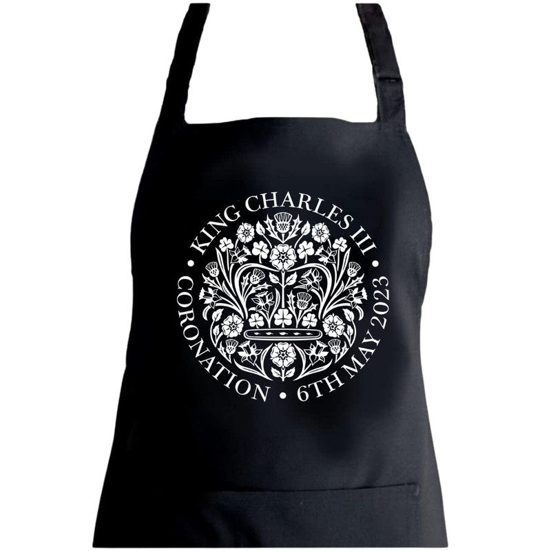 Second Ave Black Apron Unisex King Charles III Royal Coronation