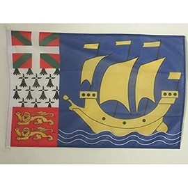 Saint Pierre and Miquelon NAUTICAL Flag 18'' x 12'' - Saint-Pierrais - Miquelonnais flags 30 x 45 cm - Banner 12x18 in for boat - AZ FLAG