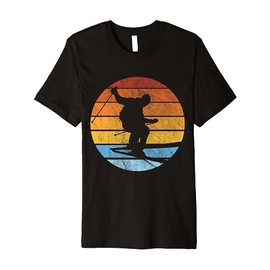 Skier Skiing Goggles Ski Slope Skier School Sunset Skier Premium T-Shirt