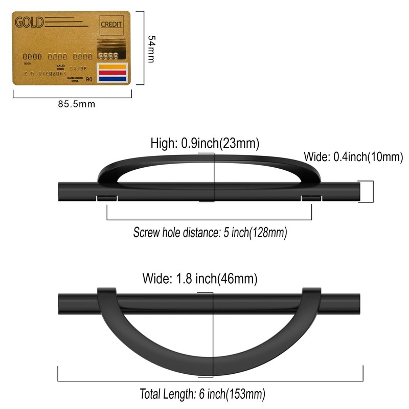 Amerdeco 10 Pack Matte Black Cabinet Pulls 5 Inch(128MM) Hole