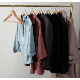 Wooden Hangers 30 Pack, Non-Slip Wood Hanger with 360°Swivel Hook & Notches, Durable & Slim Coat Hangers for Shirt, Suit, Jacket, Dress, Natural-HL01N3