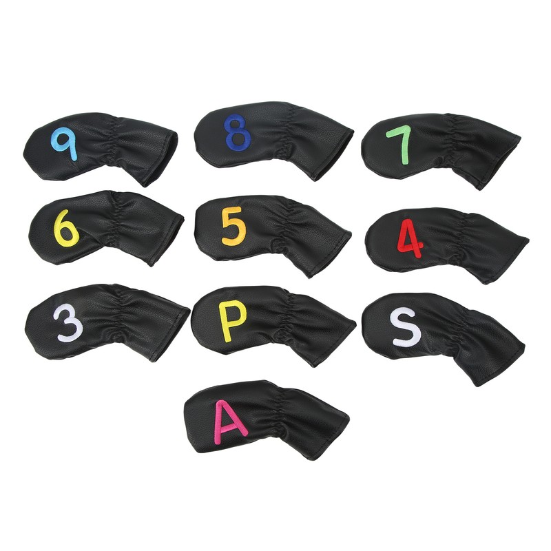 10Pcs Golf Head Cover Club Headcover Waterproof PU Elastic Closing