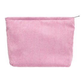 PAZIMIIK PAZIMIIK Makeup Bag Large Zipper Corduroy Make Up Pouch for Purse Travel Canvas Cosmetic Organizer for Women Brush Storage,Pink
