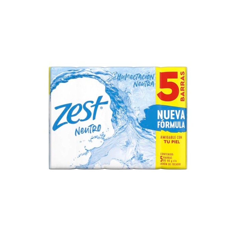 Zest Jabón Neutro Suave Barra, 90g (5 Piezas)