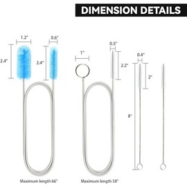 Flexible Drain Brush, 66 Inch Long Double Ended Hose Pipe and 58 Inch Tube Cl...