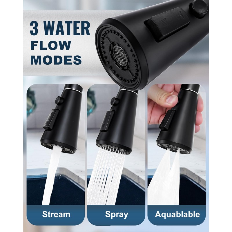 ALEASHA Pull Down Kitchen Faucet Head Replacement,3-Function Sink Spray Nozzle