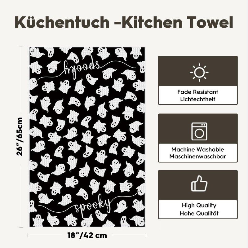 Artoid Mode Ghost Boo Spooky Halloween Kitchen Towels Dish Towels,