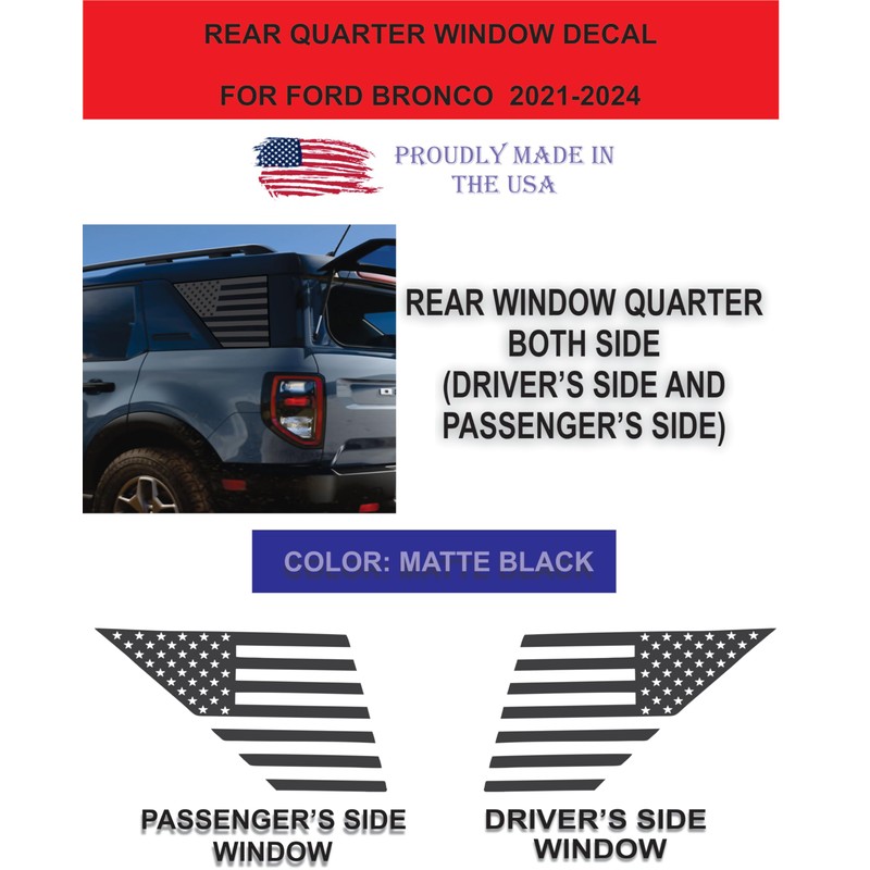 Compatible with 2021-2024 Ford Bronco Sport | Precut American Flag