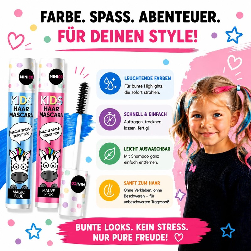 Children's Hair Mascara, Washable Hair Chalk, Colourful Hair Colour, Blue