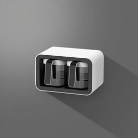 Seasoning Box Wall Mount Multi Grid Seasoning Storage Container Kitchen Seasoning Jar Combination Set 2 Container Black with 2 Spoons