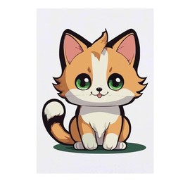 'Cute Kawaii Style Kitten' Temporary Tattoo - Water Resistant, Skin-Safe, Non-Toxic Transfer (TO00069913)