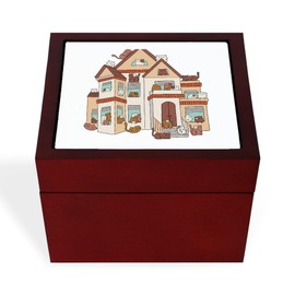 CafePress Cat House Memory Keepsake Jewelry Box, 5"x5"x3.75"
