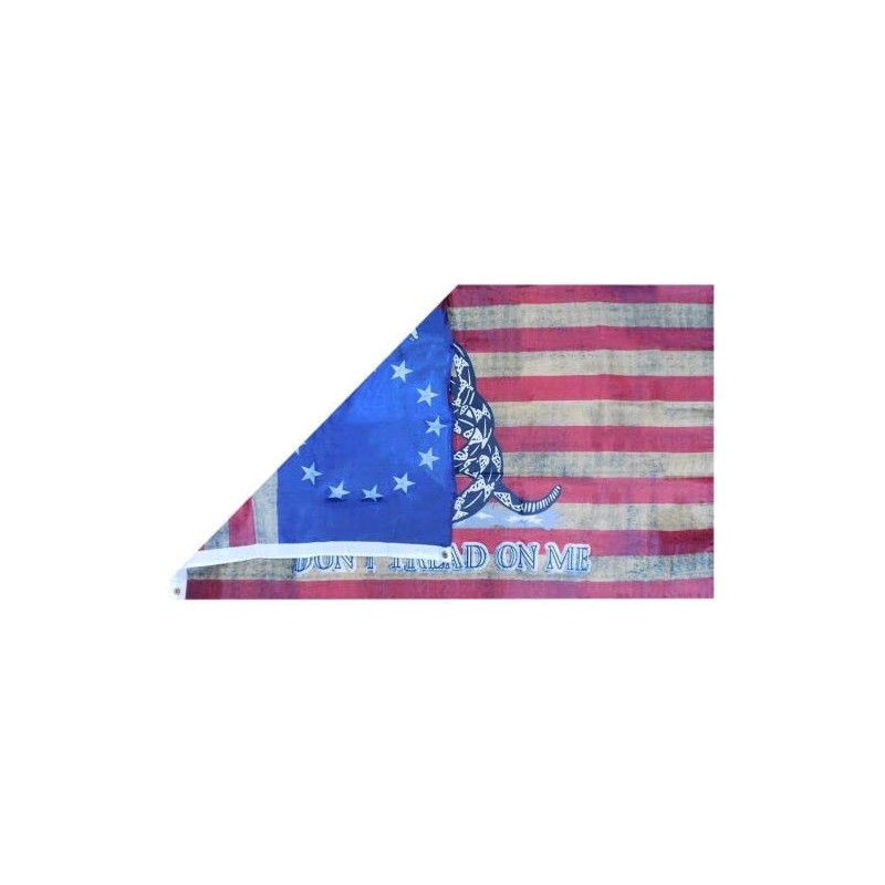 3X5 Betsy Ross DTOM Gadsden Vintage Tea Stained 150D Woven