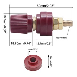 Zovfam Remote Battery Terminals 1/4'' Copper Battery Terminal Studs M6 Remote Battery Binding Post Power Junction Connector Terminal Kit Pack of 4 (2Pcs Red and 2Pcs Black)