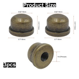 3pcs Bronzed Lamp Finials Caps,Solid Brass Finial for Lamp Shade Holder Harp,1/2 Inch Tall Lamp caps Tapped, 1/4-27 Decorative Knob Lamps Finials Accessories