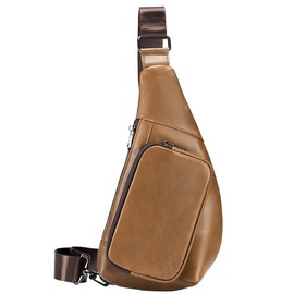 MANNUOSI Leather Shoulder Bag Men's Shoulder Bag Leather Work Bags Man Handbag Men's Messenger Bag, Brown 2, Shoulder bags