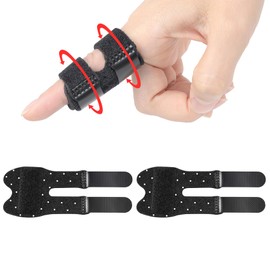 Wisesso Trigger Thumb Splints, Finger Splint for Broken/Straightening/Arthritis, Breathable Thumb Brace for Thumb/Middle/Ring/Index/Pinky Finger, Black, Short, 2pcs