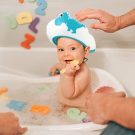 Toyvian 4Pcs Baby Shower Caps Shower Crown Adjustable Bath Hat Cute Shampoo Cap Baby Bath Hair Shield Shower Ear Covers for Kids, Hair Washing Cap for Kids