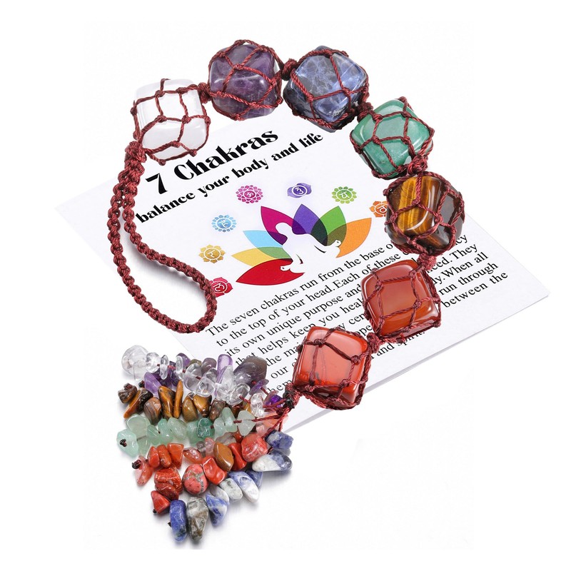 JSDDE 7 Chakra Crystal Hanging Ornament Healing Crystals Tumble Stones