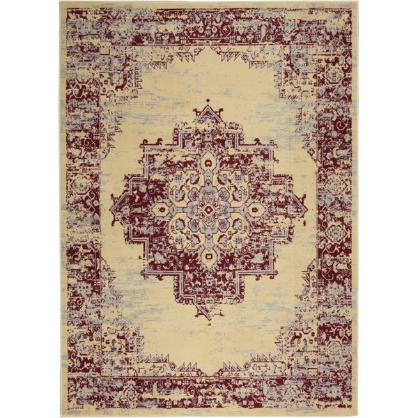 4' X 6' Cream Damask Power Loom Area Rug