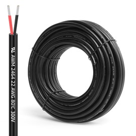 22 Gauge 2 Conductor Electrical Wire, 50FT 22AWG Stranded PVC Cord Tinned Copper Flexible Low Voltage Cable, Flexible Extension Power Cord for LED Strips, Indoor Lamps, Landscape Lighting, Automotive