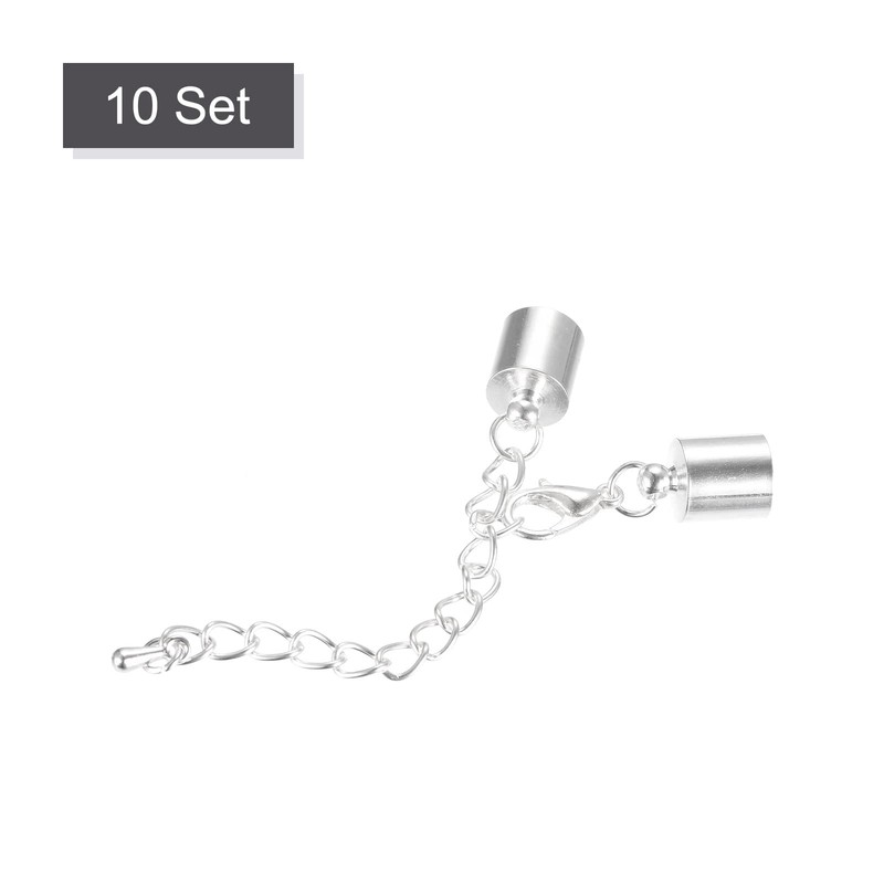 sourcing map 10Sets 8mm Leather Cord End Caps with Lobster