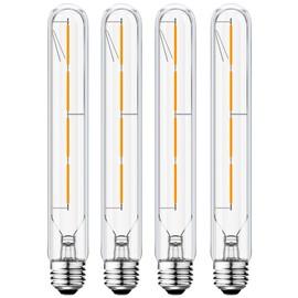 XININSUN T10 Led Bulb,8.9 Inch Long Tubular Led Light Bulbs,40Watt Equivalent, Warm White 2700K 400lm,E26 4W led t10 Bulb,LED Filament Light Bulb,Dimmable Long Light Bulbs,Clear Glass,4 Pack.