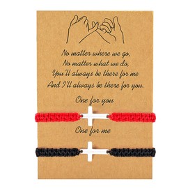 Bff Bracelets for 2 Matching Bracelets for Couples Pinky Promise Bracelets Cross Couple Bracelets for Boyfriend And Girlfriend Friendship Bracelets for Best Friends (Black,Red)