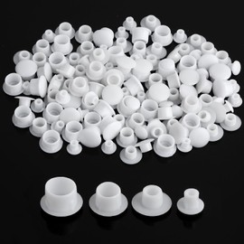 120PCS Screw Covers White, 4 Sizes White Hole Plugs, Plastic Screw Covers Caps Hole Plugs Assorted for Nail Holes, Screw Holes, Partition Holes in Cabinets, Brackets, Shelves (5mm/6mm/8mm/10mm)