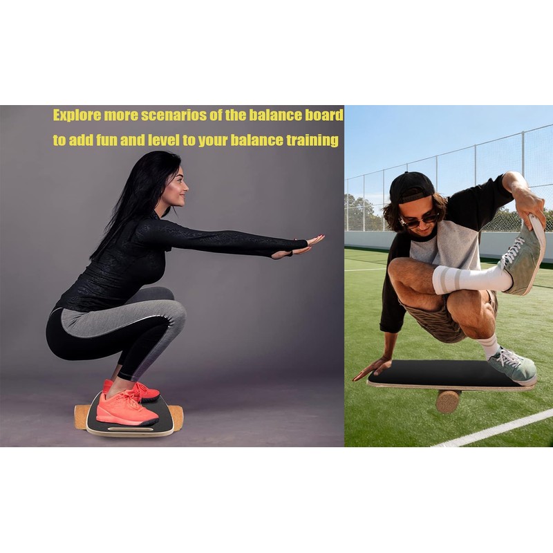 Toibena Balance Board Wooden &8 modes Trainer with Cork Roller