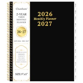 2026-2027 Monthly Planner, 2 Year Monthly Planner/Calendar 2026-2027, Jan 2026 – Dec 2027, 9" x 11", Tabs, Double-Side Pocket, Holidays, Thick Paper