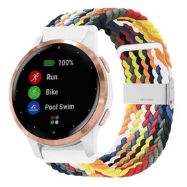 Abanen Braided Elastic Loop Watch Bands for Garmin Venu 2S / Vivoactive 4S / Vivomove 3S, 18mm Elastic Soft Stretchy Nylon Quick Dry Women Wristband Strap for Forerunner 255s/255s Music(Multicolor)