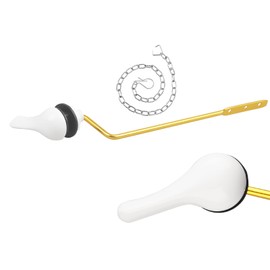 Universal Toilet Handle Replacement Kit, Toilet Flush Handle with Nut Lock and Stainless-Steel Flapper Chain, Side Mount Toilet Flush Lever Fits Most Standard Toilet Tanks, Easy Install (White)