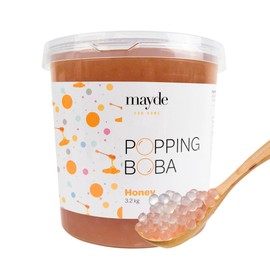 Mayde Popping Boba Pearls for Drinks, Desserts, & Breakfast Bowls (Honey Flavor, 7 Pounds)