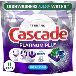  Cascade Platinum ActionPacs Dishwasher Detergent Pods, Fresh, 11 Count