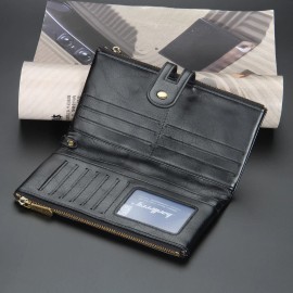 Unbranded Black Mens Leather Bifold Biker's Wallet RFID ID Card Holder w/Chain Long Purse