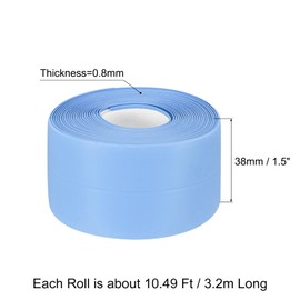uxcell Waterproof Seal Caulk Strip Tape Self Adhesive, 1pcs 10.5 Ft L x 1.5" W PVC Sealing Tape Caulking Tape for Kitchen Countertop, Bathroom, Toilet, Bathtub Floor Wall Corner, Blue