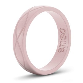 Enso Rings Women’s Infinity Silicone Wedding Ring – Hypoallergenic Wedding Band for Ladies – Comfortable Band for Active Lifestyle – 4.5mm Wide, 1.5mm Thick Pink Sand Size: 6