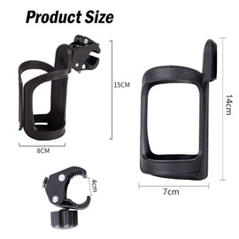 2Pcs Pram Cup Holder Pushchair Cup Holder Universal Bicycle Stroller Cup Holder 360 Degree Rotation ABS Adjustable Anti-slip Fast Dismounting Accommodate for Baby Bottles Bike and Beverage Bottles