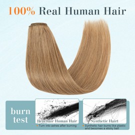 Benehair Clip-In Real Hair Extensions, 8 Pieces, 100% Real Hair, Light Brown Hair Extensions, Clip Hair Extensions for Women, 18 Hair Clips per Set, 50 cm, 70 g